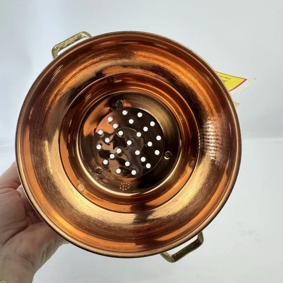 New Vintage ODI Colander Copper Brass Nickel Footed Pedestal 9" Strainer Decor - Picture 8 of 11